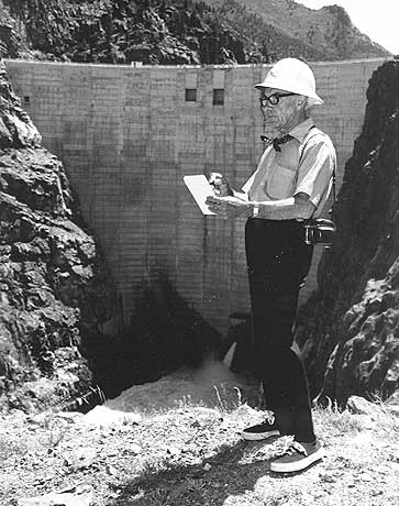 Artist Willaim Palmer at Morrow Point Dam, Colorado River Storage Project