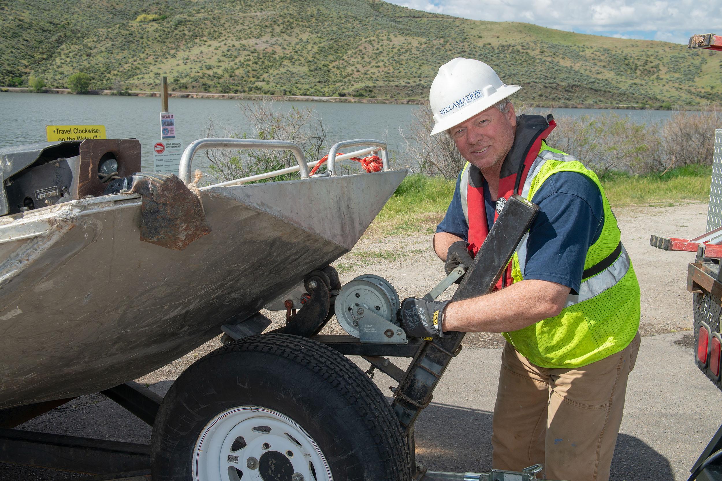 At Black Canyon Dam in Emmett, Idaho, work crews clear debris away from canal and powerplant intakes all summer long. Dan Dunnam says he’s always careful launching at boat ramps.