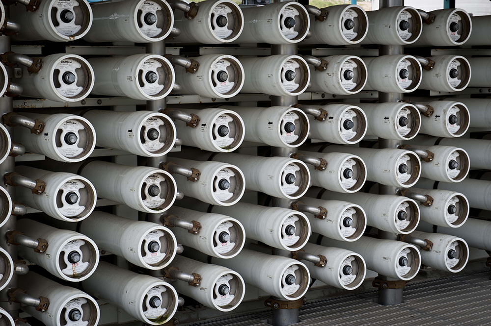 Reverse osmosis membranes are used in the water treatment process in water reclamation and reuse projects.