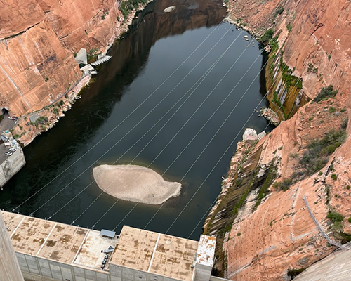 View of the Colorado River overlooking from Glen Canyon Dam