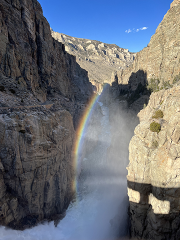 Buffalo Bill Dam with rainbow