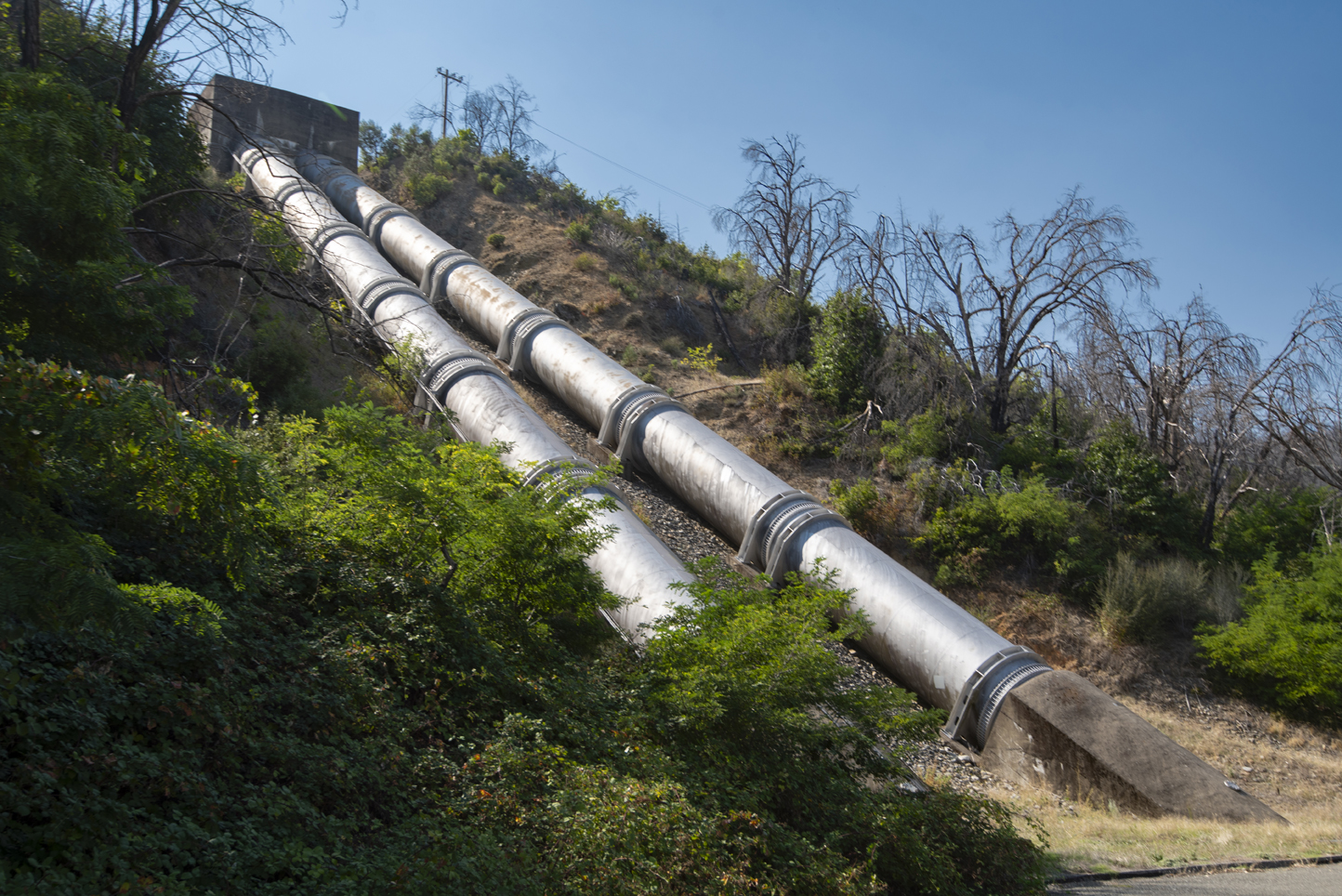 A photo of the penstocks leading to the Carr Powerhouse