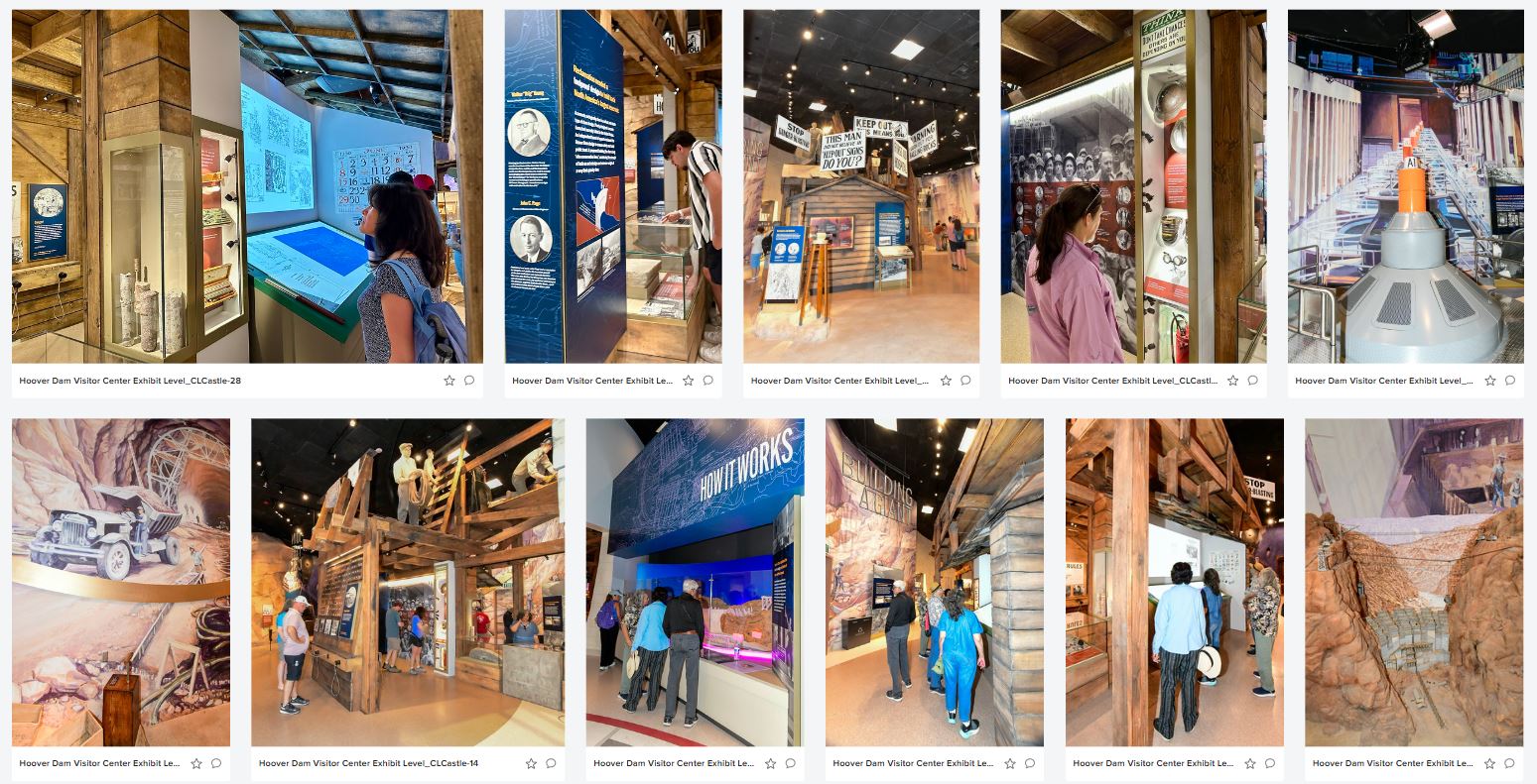Collage of new visitor center exhibits.