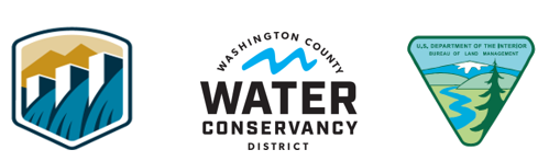 Bureau of Reclamation, Washington County Water Conservancy District, and Bureau of Land Management logos