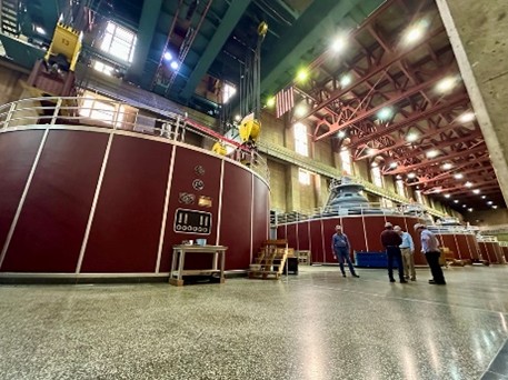 Interior image of Hoover Dam that shows a hydropower turbine