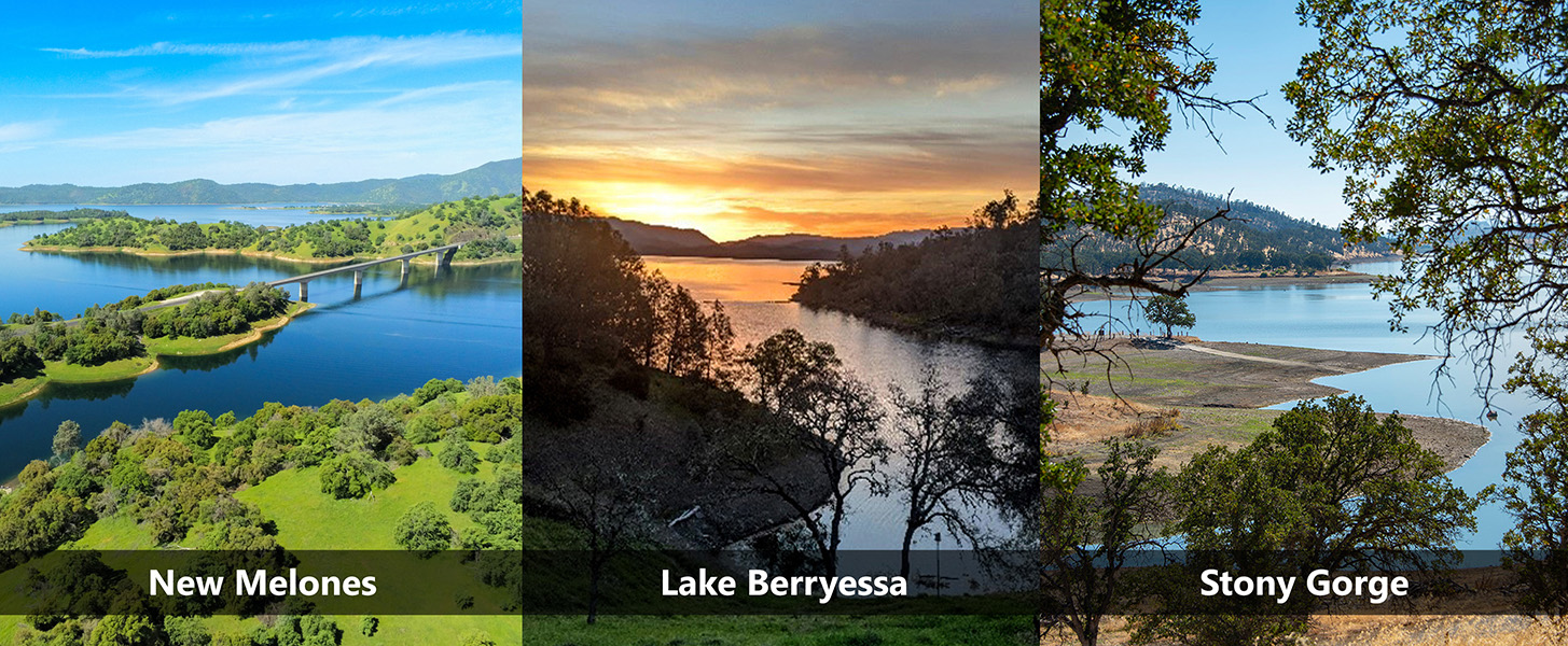 New Melones, Lake Berryessa, and Stony Gorge