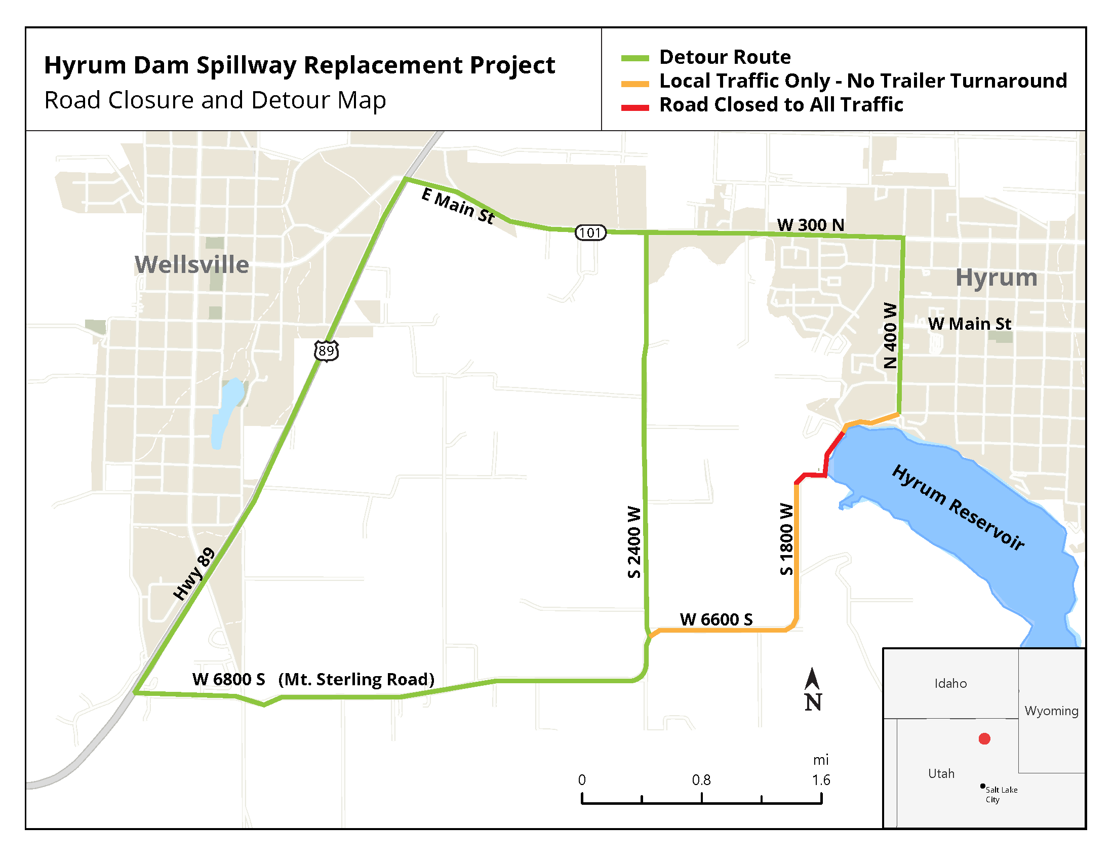 Road closure and detour map