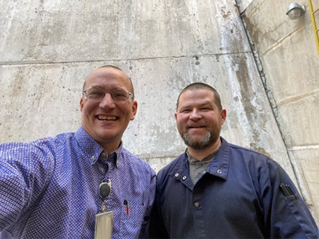 Reclamation’s Jaydee Guymon (left), high voltage electrician, and Oran Hatch (right), power plant mechanic, are both graduates of the Upper Colorado Basin Region Power Office Apprenticeship Program.