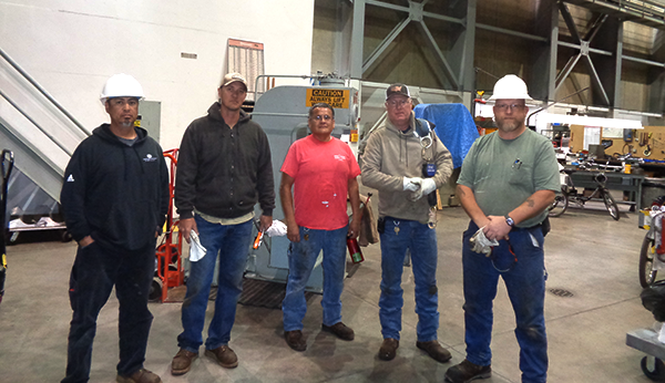 The Glen Canyon mechanical crew that worked on the expansion joints included (pictured from left): AP Kelly, Mike Wayne, Randy Sloan, Gregg Goss, and Jim Hall.