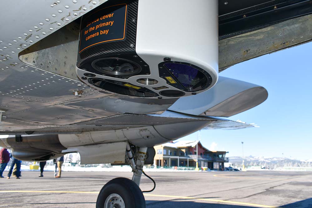 Airborne Snow Survey external plane-camera at Truckee Tahoe Airport on Dec. 10, 2021.