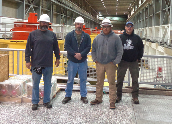 The Glen Canyon maintenance crew that worked on the project included (pictured from left): Robert Vigil, Joe Sams, Matt West, Dan Kelly and Dave Hardy (not pictured). 