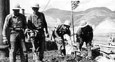 Pouring concrete at Grand Coulee Dam.