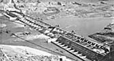 Looking east from Fiddle Creek area at Grand Coulee Dam at the close of M.W.A.K. contract.