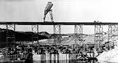 The high crane trestle at elevation 1180 at Grand Coulee Dam.