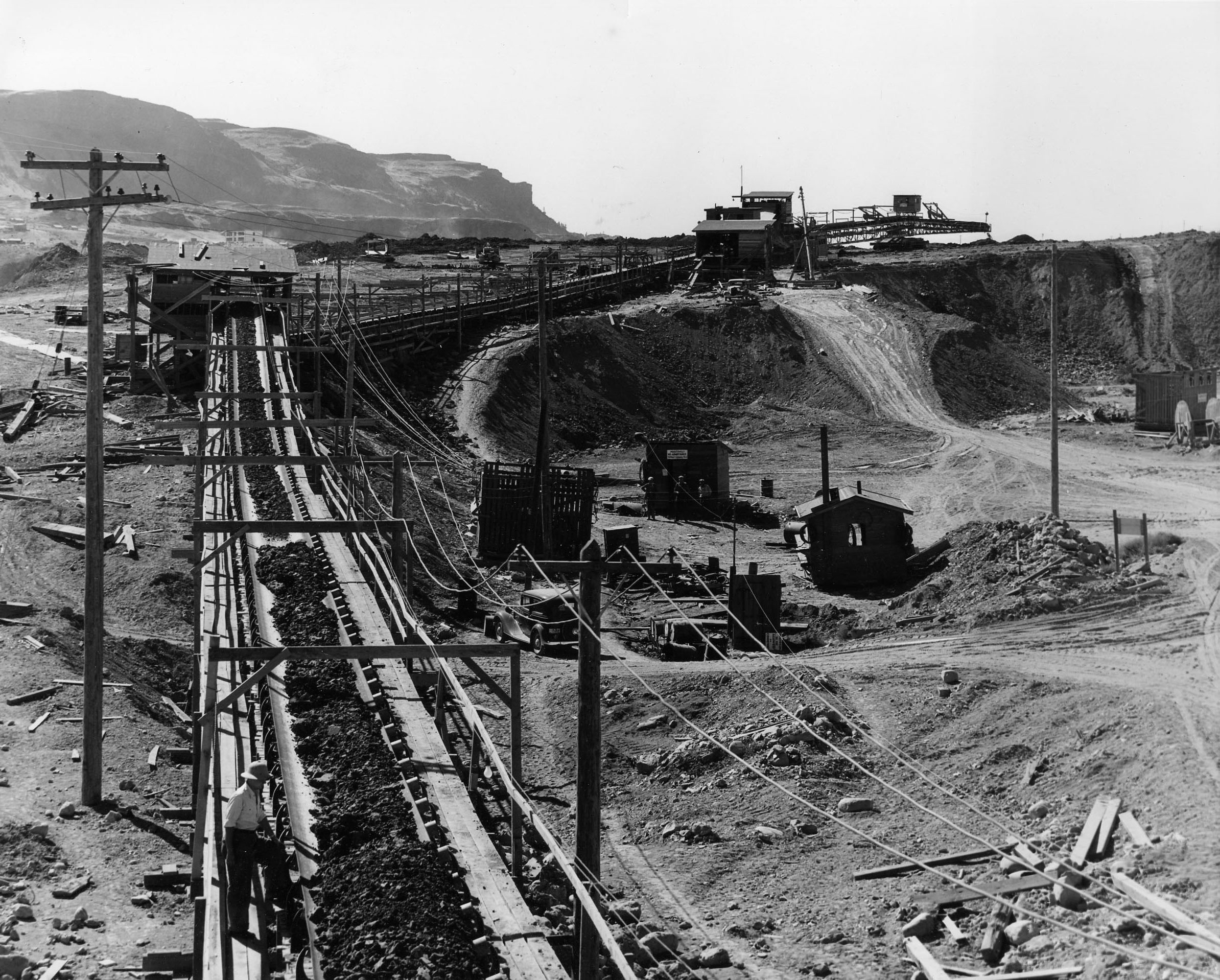 Photo taken June 1, 1935. East side aggregate conveyor.