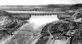 View of the Grand Coulee Dam taken from the north cliffs below the dam.