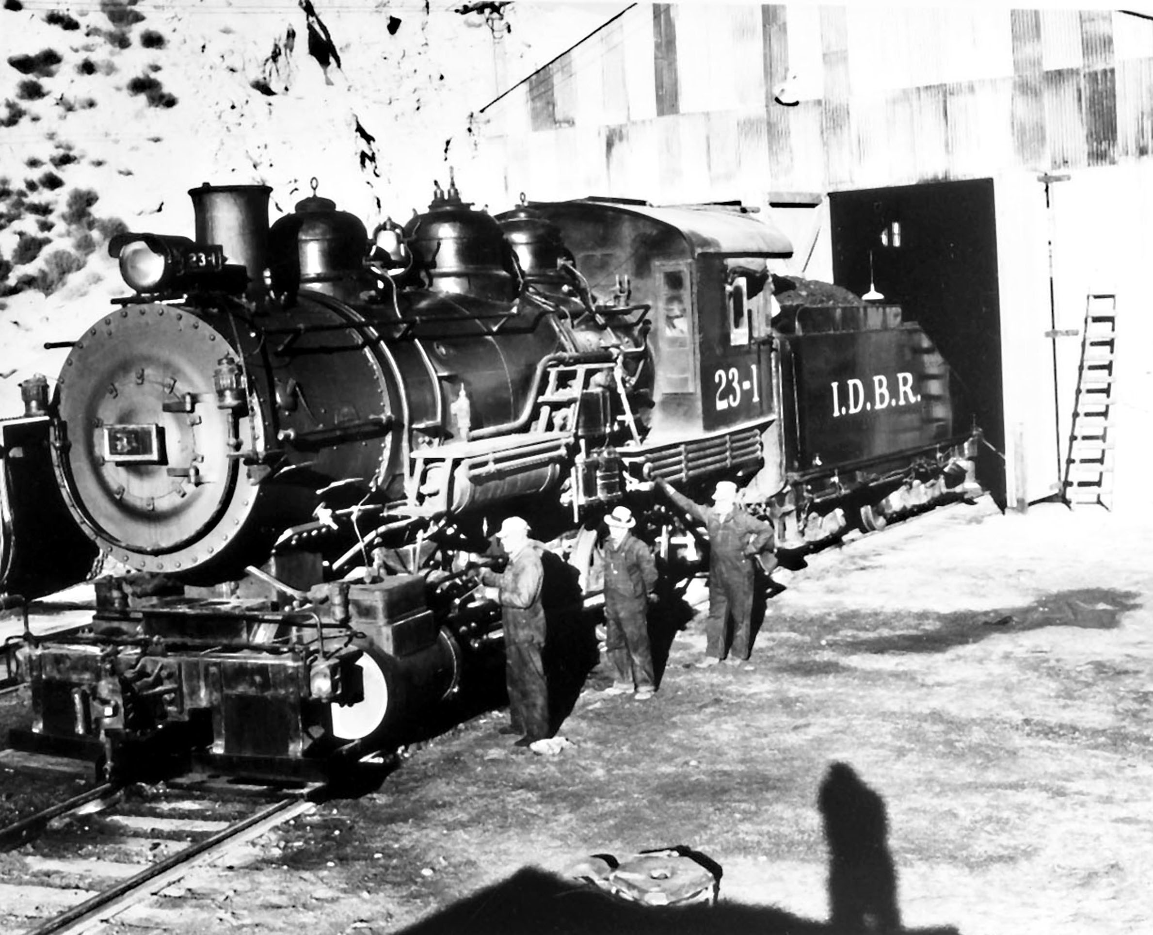 December 8, 1943. The Bureau steam locomotive at Grand Coulee Dam.