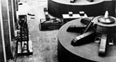 Interior of the west powerhouse at Grand Coulee Dam.