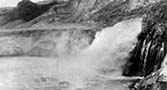Water from Lake Roosevelt behind Grand Coulee Dam dumping into Banks Lake equilizing reservoir from feeder canal.