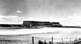 August 15, 1944. Steamboat Rock in the upper Grand Coulee. This coulee will be the balancing reservoir for the Columbia Basin Irrigation Project.