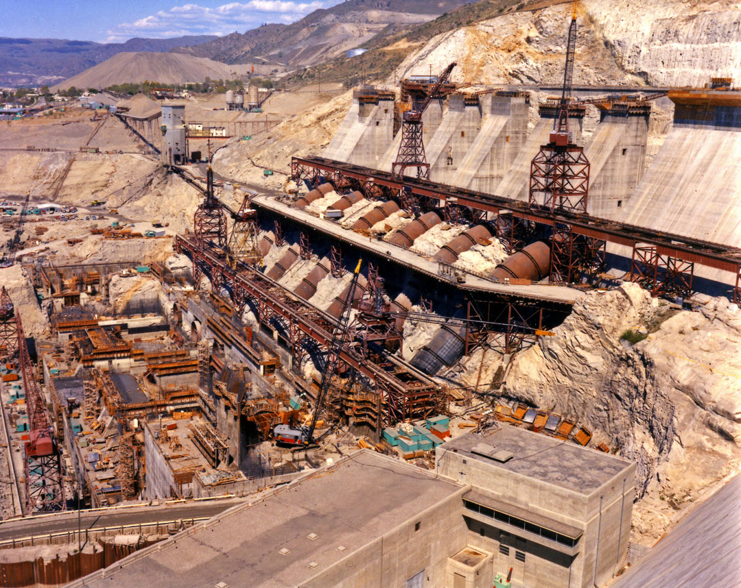 August 1, 1971. Nathaniel Washington Power Plant construction at Grand Coulee Dam