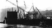 1935. Constructing the west cofferdam.