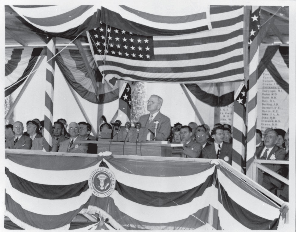June 11, 1948. President Truman visits the dam and speaks to the assembled crowd.