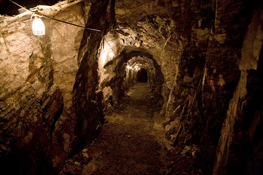 Tunnel underneath the dam, used to collect core samples.