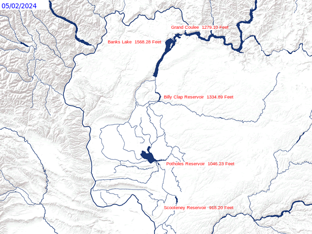 Clickable imagemap of Reclamation storage reservoirs in Columbia Basin 