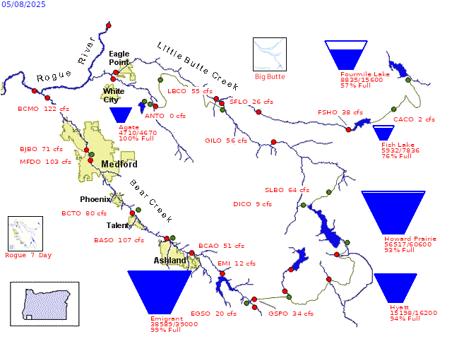 Bear Creek and Little Butte Creek map