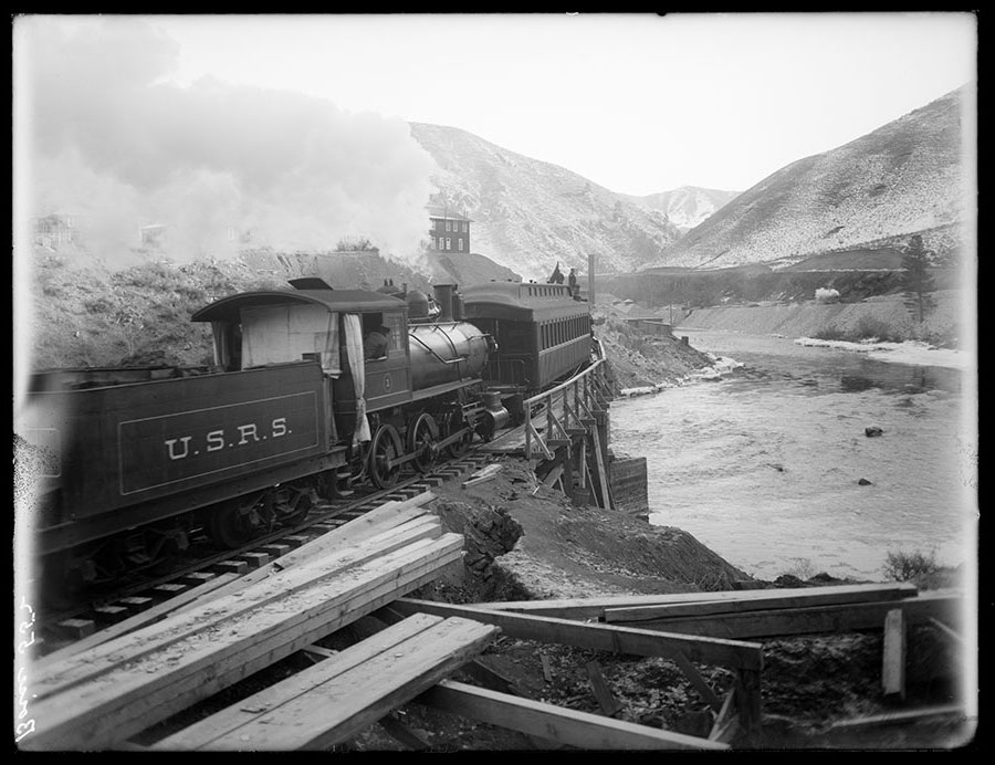 Train crossing bridge at Arrowrock.