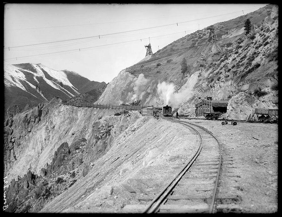 Arrowrock dam site. Spillway, looking downstream.