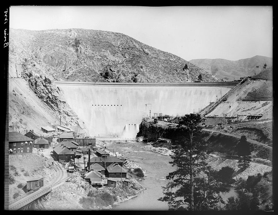  Arrowrock dam. View of dwonstream face of dam from a point near the Arrowrock bridge.