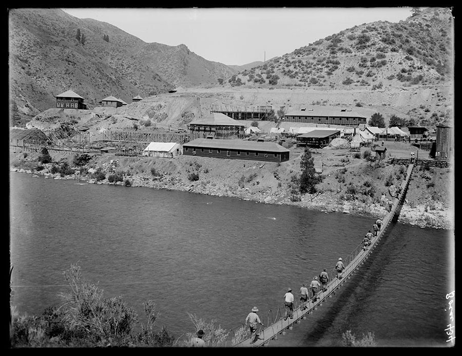 Arrowrock camp and suspension bridge.