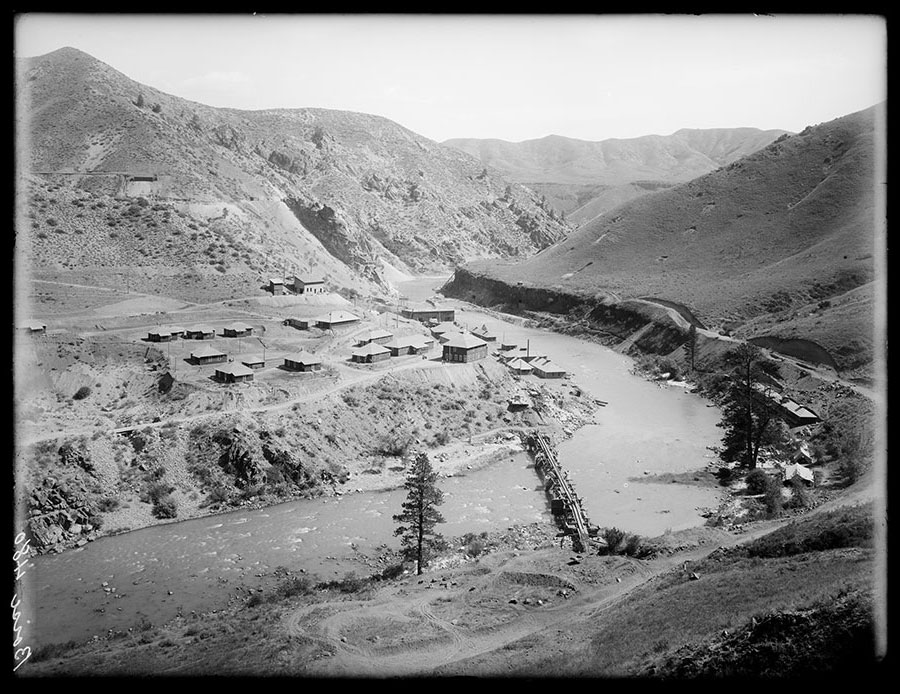 Arrowrock camp and railway bridge.