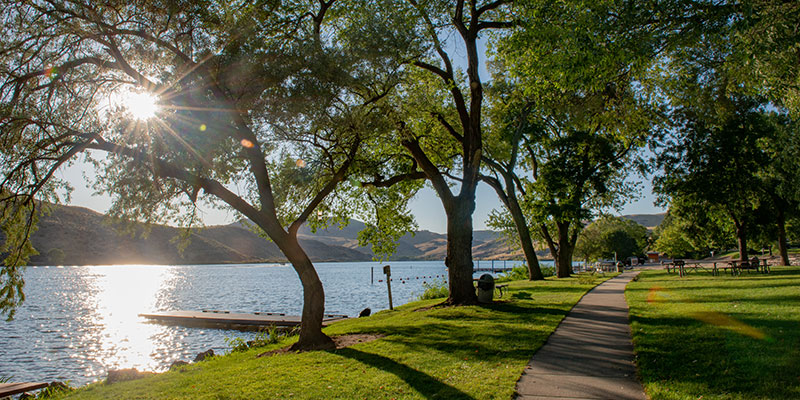 View of Black Canyon Reservoir from park pathway