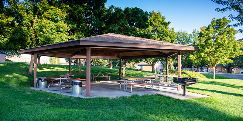 View of Gazebo showing pedistal barbeque
