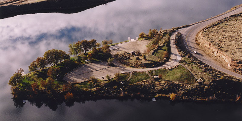 Aerial View of Triangle Park showing camp ground