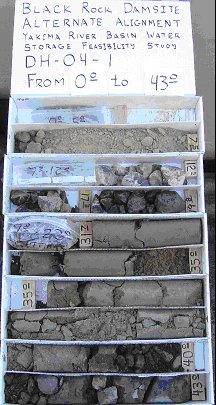 February 2004. Core Samples from alternate alignment potential dam site.