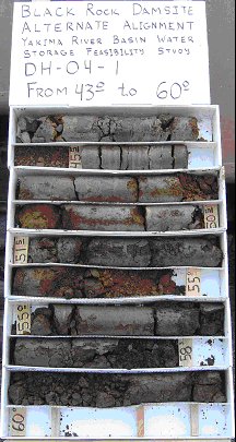 February 2004. Core Samples from alternate alignment potential dam site.