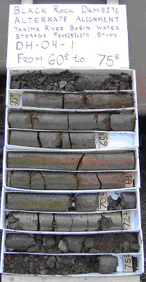 February 2004. Core Samples from alternate alignment potential dam site.