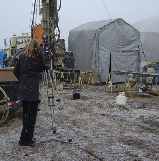 February 2004 Local television station (KAPP) filming drilling operations.