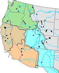  [Map showing location of Reclamation facilities in the Western United States] 
