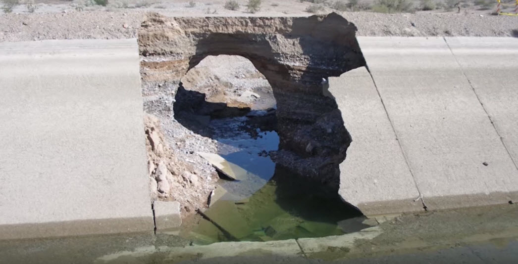 Image of erosion of canal.