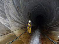 Blue Mesa 2 man is deeper into the tunnel.