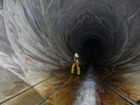 blue Mesa 3 man is deeper in tunnel.