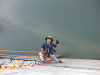 Looking up from the dam face