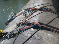 Ropes over the top of the dam