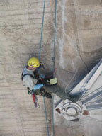 Robert Owens inspecting rock stability above the Nevada powerhouse at Hoover Dam