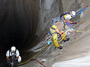 photo: Rope access team doing repairs inside Flaming Gorge Dam spillway tunnel